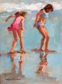 on Playing girl beach Child impressionism